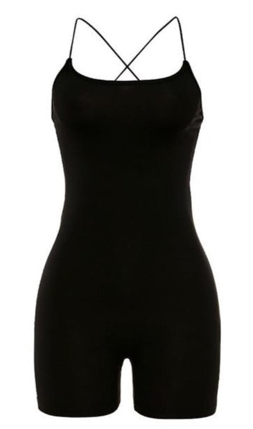 Women's black Spaghetti Strap Bodycon bodysuit